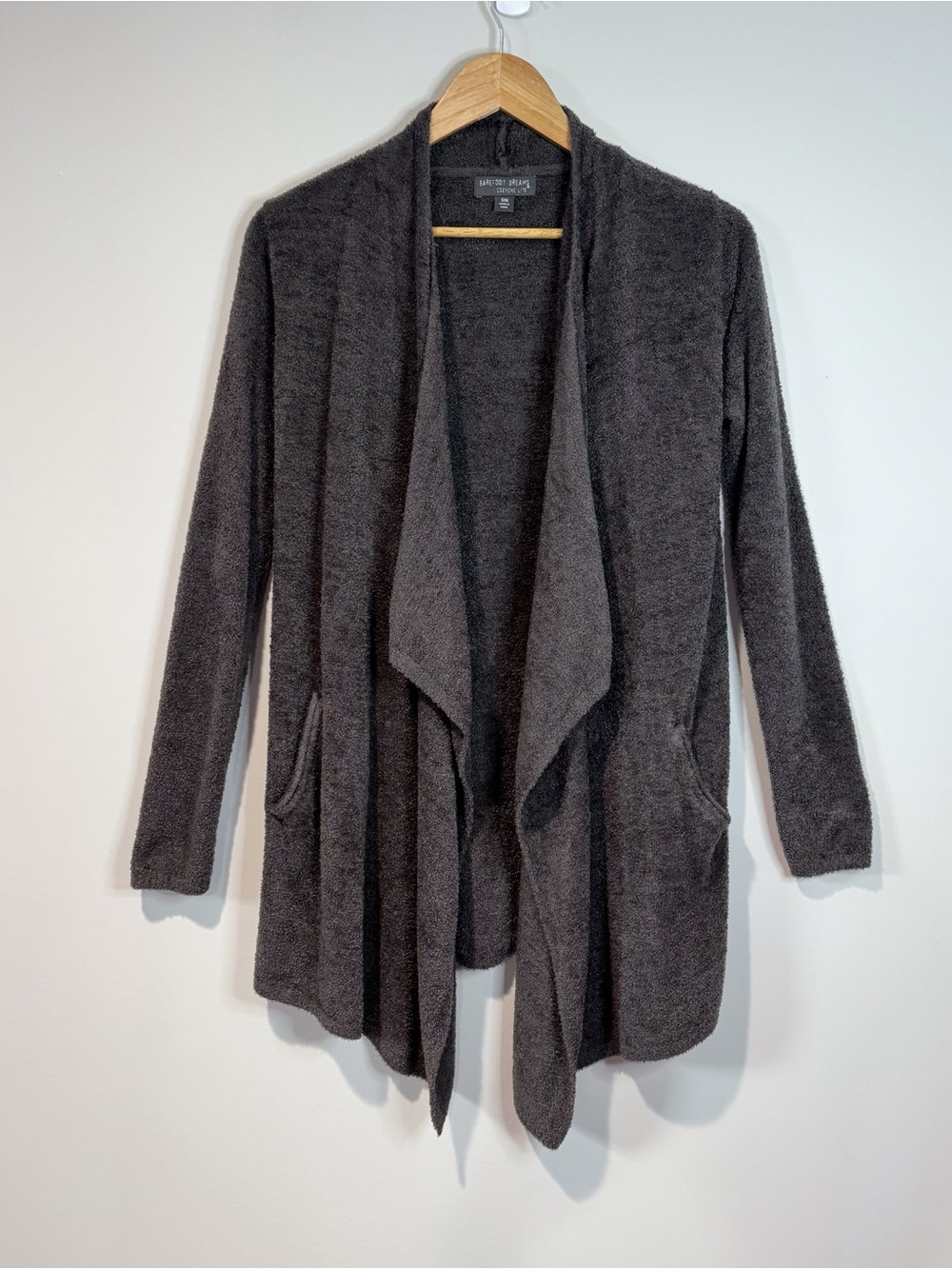 Barefoot Dreams CozyChic Lite Island Wrap Open Cardigan Charcoal Grey Comfy S/M